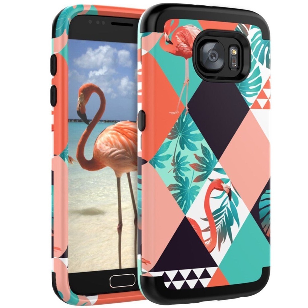 NEW Samsung Galaxy S6 Three Layer Heavy Duty Protective Case Flamingos Pink
